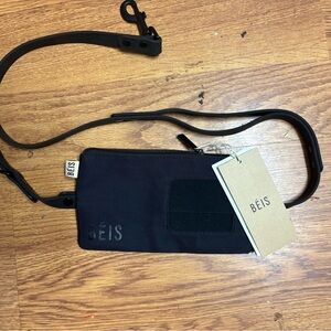 Beis Black Nylon Travel pet Leash with removable poop bag pouch Fanny Pack NEW